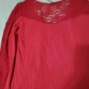 Red lace pullover